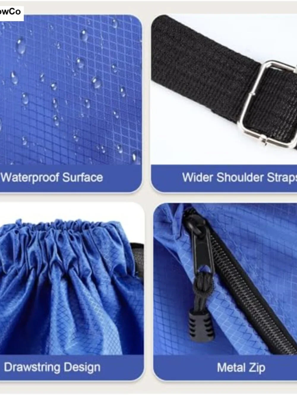 Drawstring Backpack Gym Swim Bag Lightweight Nylon Waterproof Large